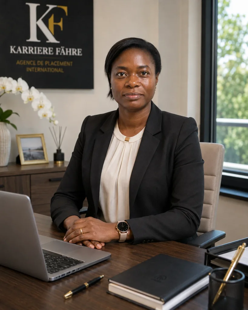 Gaëlle Boumsong, cofondatrice et directrice générale de Karriere Fähre, dans son bureau.