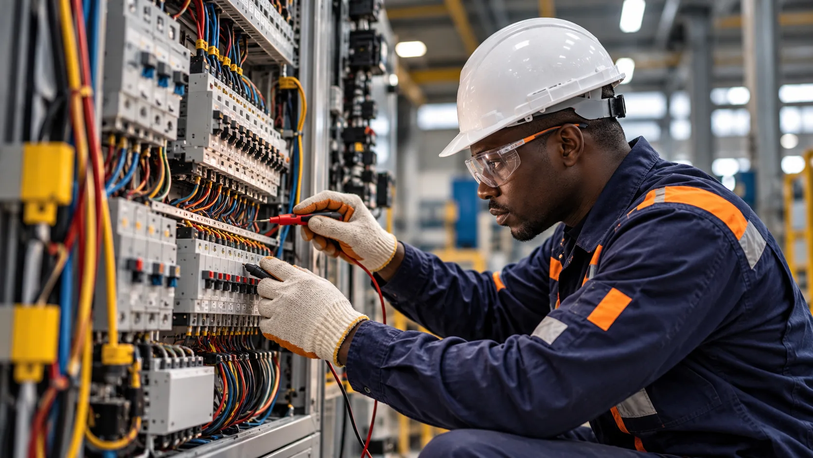 Un technicien qualifié intervient sur une armoire électrique